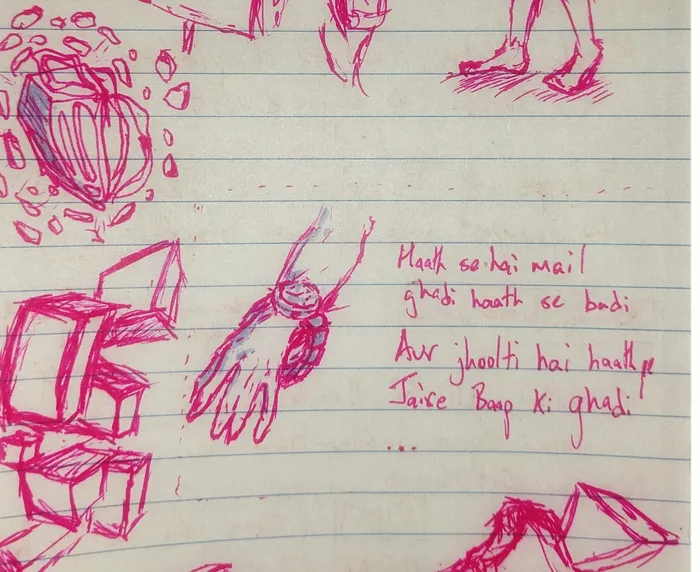 Haath pe hai mael drawing